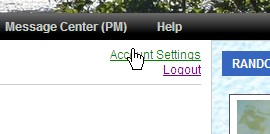 Upper right Account Settings Link