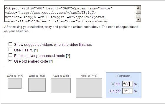 Embed Options
